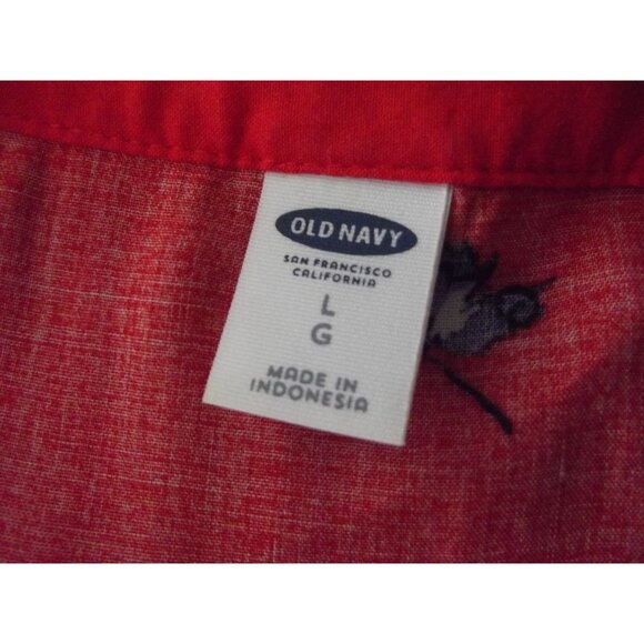 Old Navy Blouse Womens Large Red Floral boho peasant top lace-up v-neck swing - Picture 3 of 15